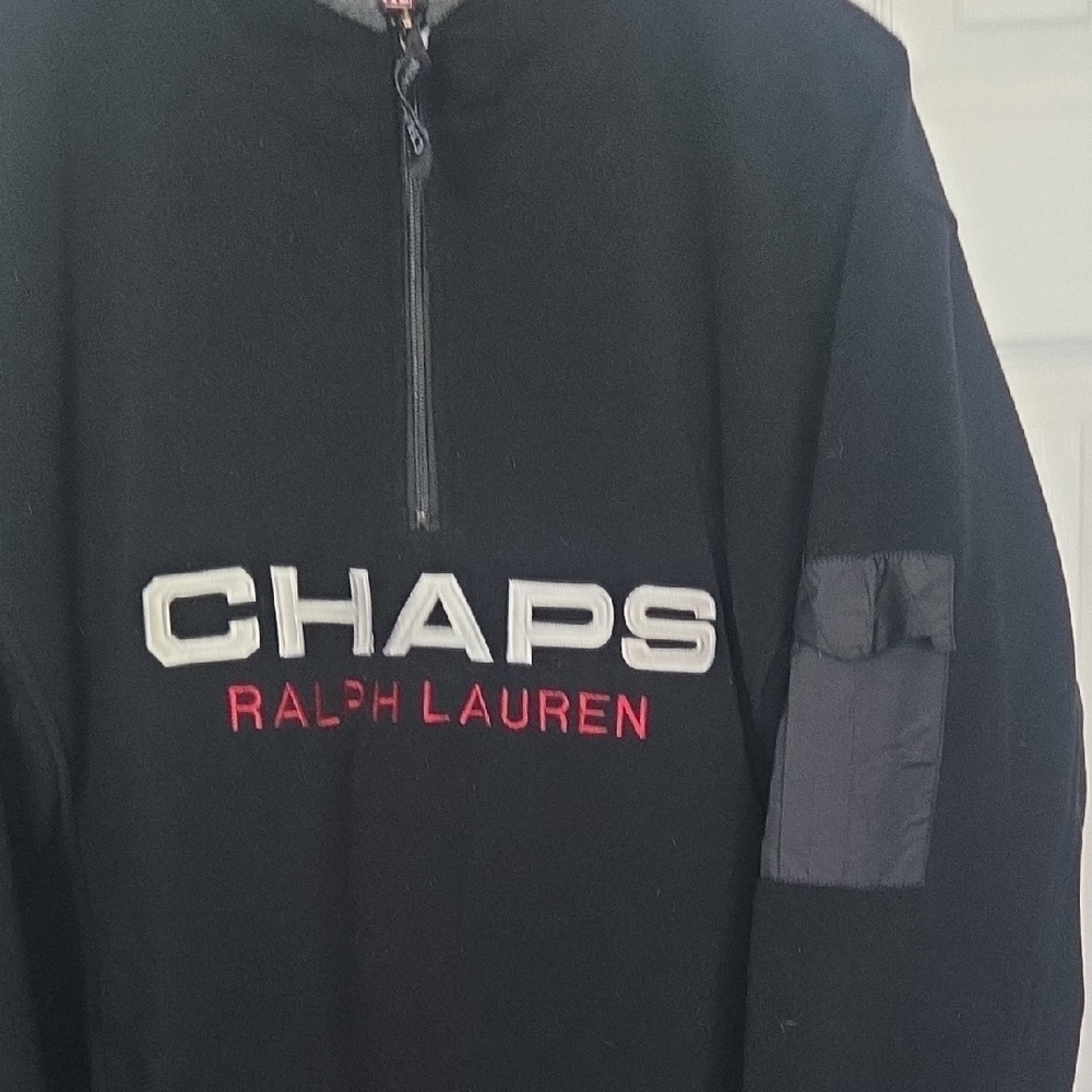 Chaps Black and Gray Zip-Up Sweater for Men